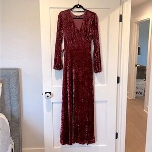 Gianna Bini Crushed Velvet Wrap-Around Dress with Cuffed Long Sleeves